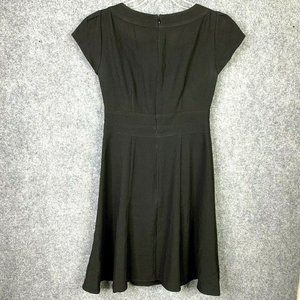 Nanette Lepore Fit & Flare Dress Women 4 Black Cap Sleeve